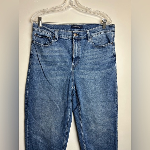 Calvin Klein Straight Jeans Women Blue Denim Plus 14 (34.5X27) Casual Stretch - Picture 3 of 14